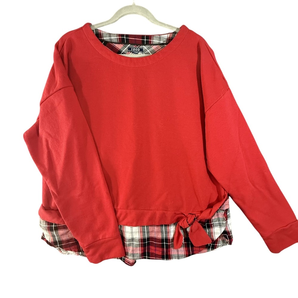 Izod Women's Red Long Sleeves & Flannel Bottom Layer Warm Sz XXL EUC